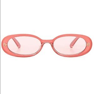 LE SPECS Outta Love Pink Tinted Slim Oval Sunglasses Eyewear